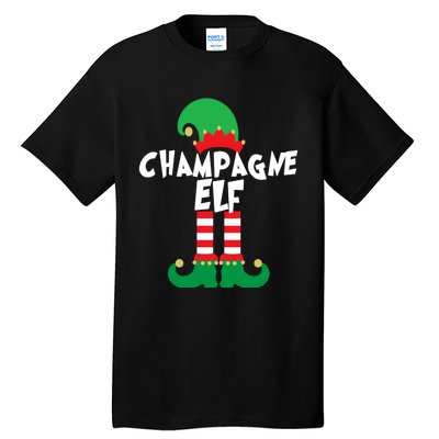 Champagne Elf Funny Christmas Squad Matching Xmas Tall T-Shirt