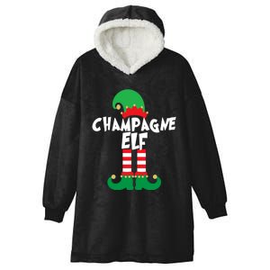 Champagne Elf Funny Christmas Squad Matching Xmas Hooded Wearable Blanket