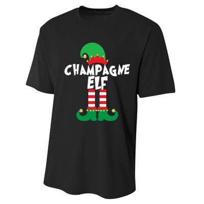 Champagne Elf Funny Christmas Squad Matching Xmas Performance Sprint T-Shirt