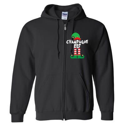 Champagne Elf Funny Christmas Squad Matching Xmas Full Zip Hoodie