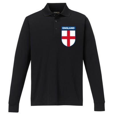 Cool England Flag Badge Performance Long Sleeve Polo