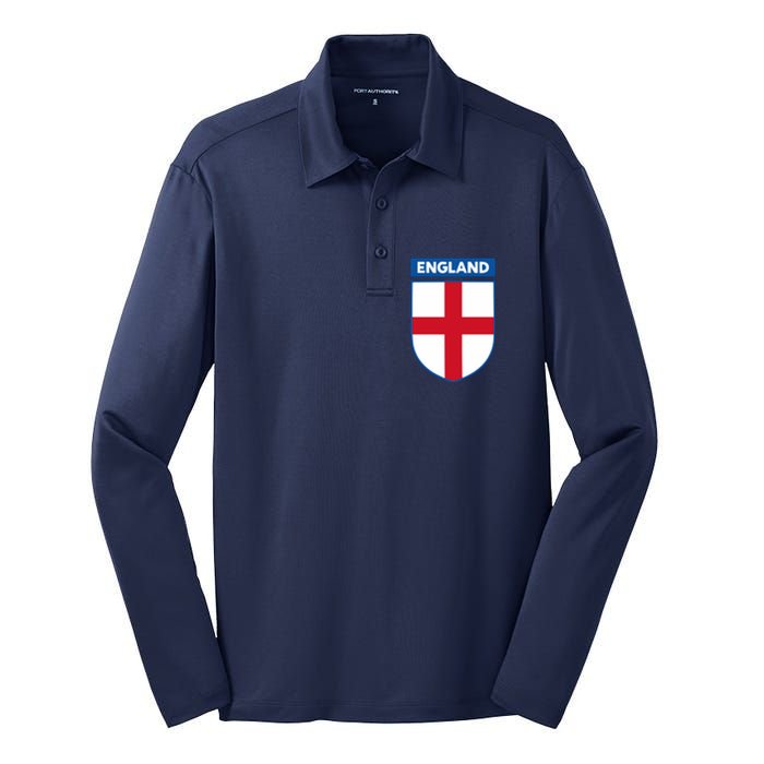 Cool England Flag Badge Silk Touch Performance Long Sleeve Polo