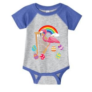 Cute Easter Flamingo Bunny Ear Eggs Basket Harp Funny Gift Infant Baby Jersey Bodysuit