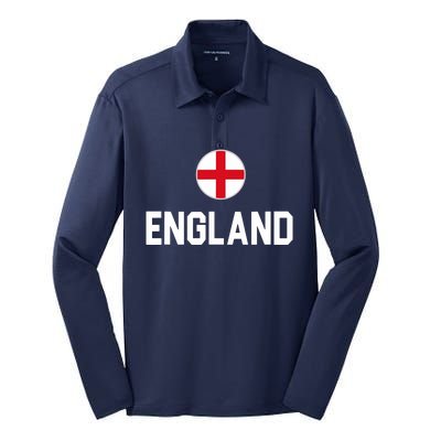 Cool England Flag Silk Touch Performance Long Sleeve Polo