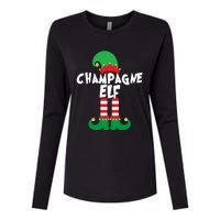 Champagne Elf Funny Christmas Squad Matching Xmas Womens Cotton Relaxed Long Sleeve T-Shirt