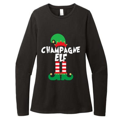 Champagne Elf Funny Christmas Squad Matching Xmas Womens CVC Long Sleeve Shirt