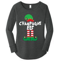 Champagne Elf Funny Christmas Squad Matching Xmas Women's Perfect Tri Tunic Long Sleeve Shirt