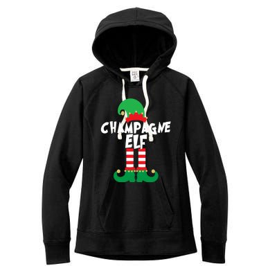 Champagne Elf Funny Christmas Squad Matching Xmas Women's Fleece Hoodie