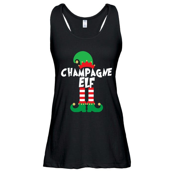 Champagne Elf Funny Christmas Squad Matching Xmas Ladies Essential Flowy Tank