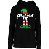 Champagne Elf Funny Christmas Squad Matching Xmas Womens Funnel Neck Pullover Hood