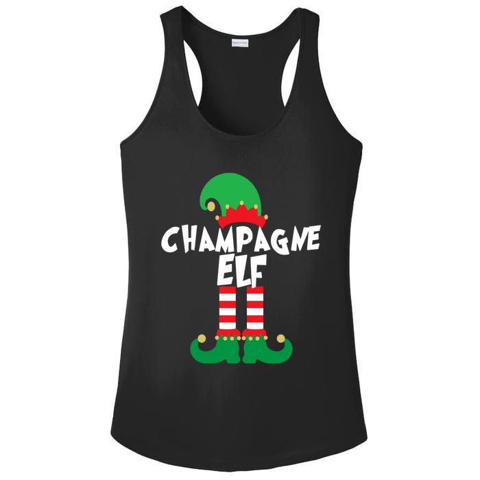 Champagne Elf Funny Christmas Squad Matching Xmas Ladies PosiCharge Competitor Racerback Tank