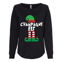 Champagne Elf Funny Christmas Squad Matching Xmas Womens California Wash Sweatshirt