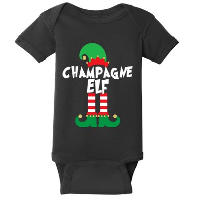 Champagne Elf Funny Christmas Squad Matching Xmas Baby Bodysuit