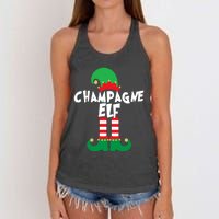 Champagne Elf Funny Christmas Squad Matching Xmas Women's Knotted Racerback Tank