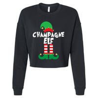 Champagne Elf Funny Christmas Squad Matching Xmas Cropped Pullover Crew