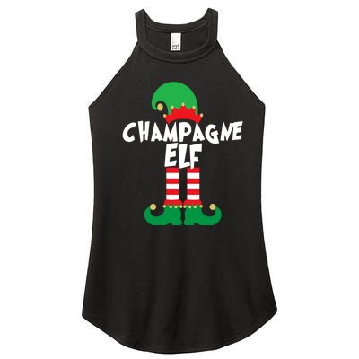 Champagne Elf Funny Christmas Squad Matching Xmas Women's Perfect Tri Rocker Tank