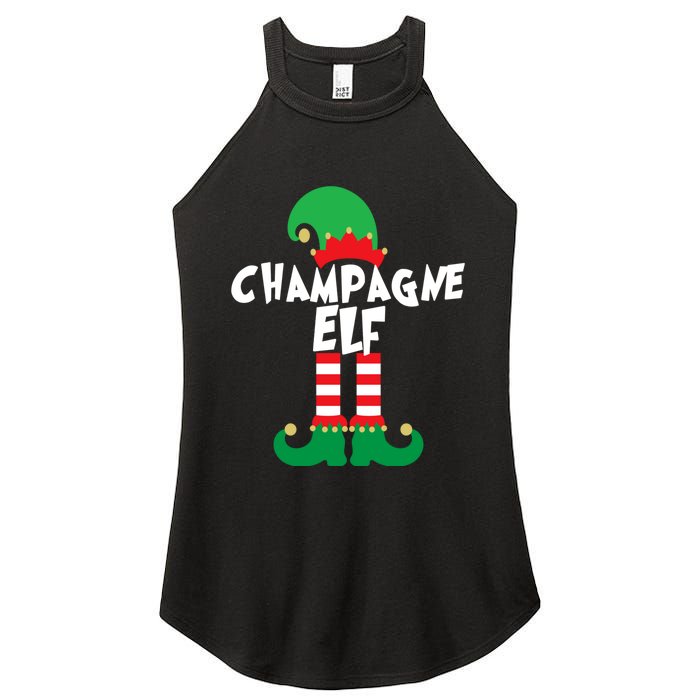 Champagne Elf Funny Christmas Squad Matching Xmas Women's Perfect Tri Rocker Tank