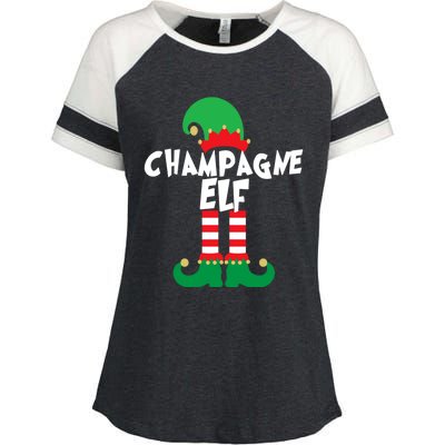 Champagne Elf Funny Christmas Squad Matching Xmas Enza Ladies Jersey Colorblock Tee