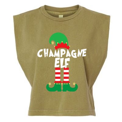 Champagne Elf Funny Christmas Squad Matching Xmas Garment-Dyed Women's Muscle Tee