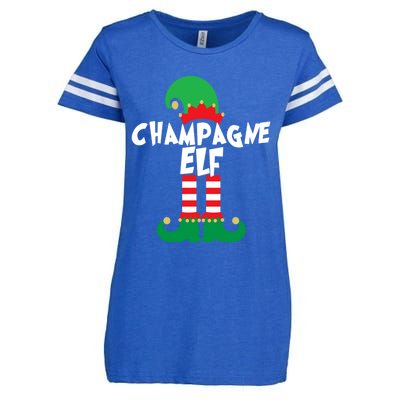 Champagne Elf Funny Christmas Squad Matching Xmas Enza Ladies Jersey Football T-Shirt