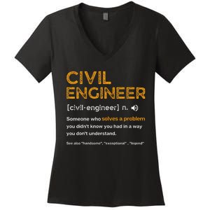 Civil Engineer Funny Definition Engineering Women's V-Neck T-Shirt