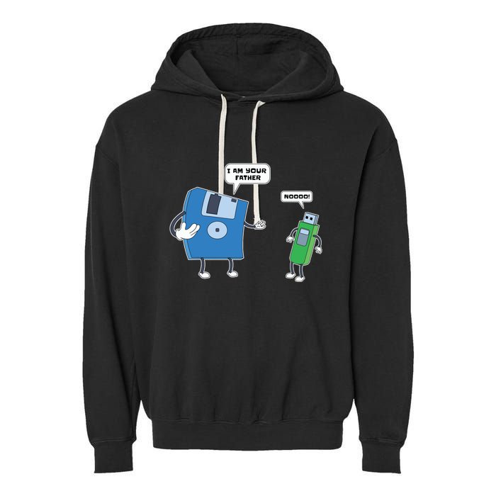 Computer Engineering Father Son Floppy Disk Engineer Garment-Dyed Fleece Hoodie