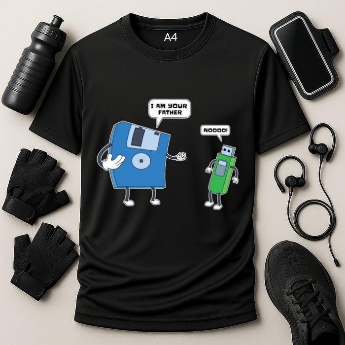 Computer Engineering Father Son Floppy Disk Engineer Performance Shirt