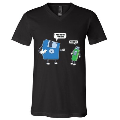 Computer Engineering Father Son Floppy Disk Engineer V-Neck T-Shirt