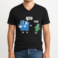 Computer Engineering Father Son Floppy Disk Engineer V-Neck T-Shirt