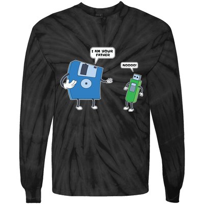 Computer Engineering Father Son Floppy Disk Engineer Tie-Dye Long Sleeve Shirt