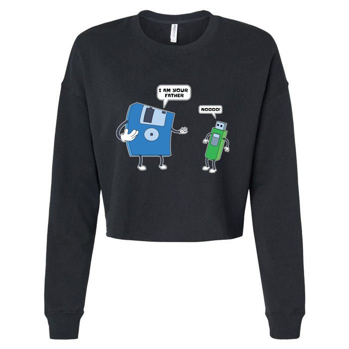 Computer Engineering Father Son Floppy Disk Engineer Cropped Pullover Crew