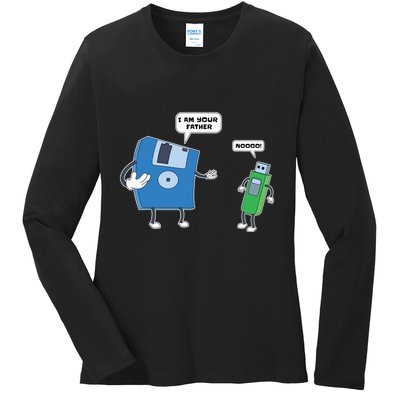 Computer Engineering Father Son Floppy Disk Engineer Ladies Long Sleeve Shirt