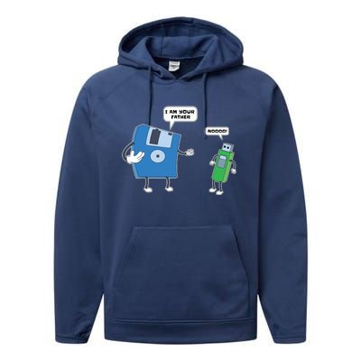 Computer Engineering Father Son Floppy Disk Engineer Performance Fleece Hoodie