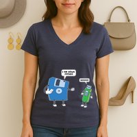 Computer Engineering Father Son Floppy Disk Engineer Women's V-Neck T-Shirt