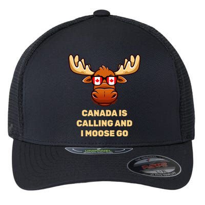 Canadian Elk Flag Flexfit Unipanel Trucker Cap