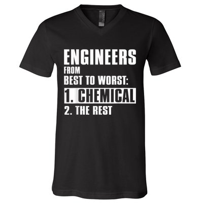 Chemical Engineer Funny Engineers From Best To Worst V-Neck T-Shirt