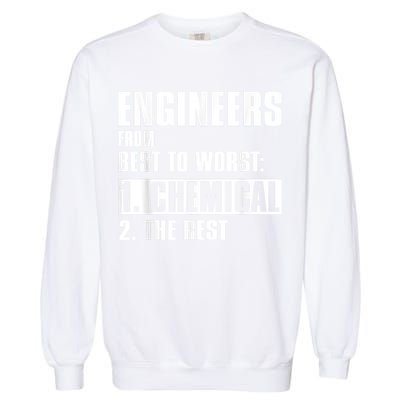 Chemical Engineer Funny Engineers From Best To Worst Garment-Dyed Sweatshirt