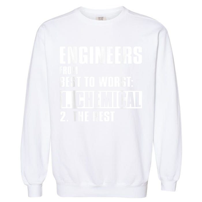 Chemical Engineer Funny Engineers From Best To Worst Garment-Dyed Sweatshirt