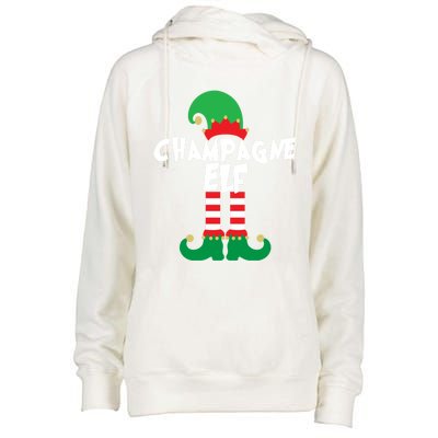 Champagne Elf Funny Christmas Squad Matching Xmas Gift Womens Funnel Neck Pullover Hood