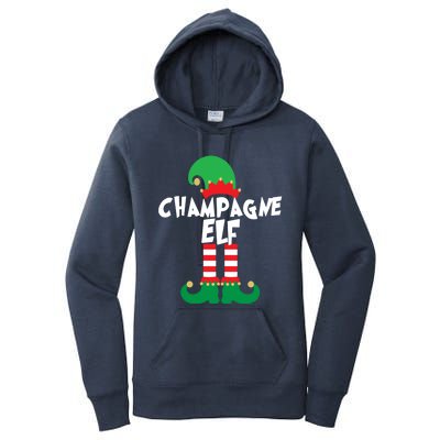 Champagne Elf Funny Christmas Squad Matching Xmas Gift Women's Pullover Hoodie