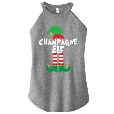 Champagne Elf Funny Christmas Squad Matching Xmas Gift Women’s Perfect Tri Rocker Tank