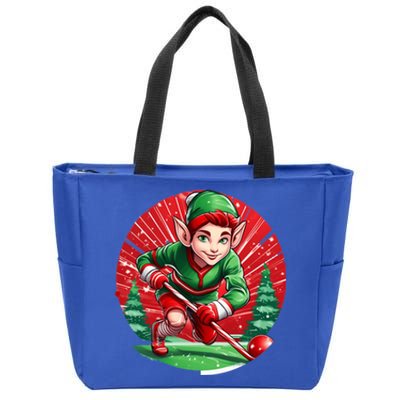 Christmas Elf Field Hockey Gift Zip Tote Bag