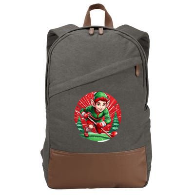 Christmas Elf Field Hockey Gift Cotton Canvas Backpack