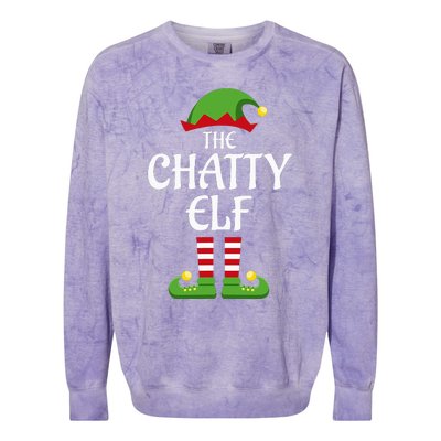 Chatty Elf Family Matching Group Christmas Colorblast Crewneck Sweatshirt