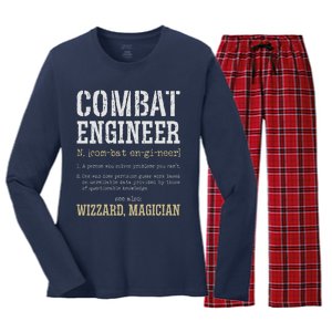 Combat Engineer Funny Engineering Dictionary Term Definition Women's Long Sleeve Flannel Pajama Set 