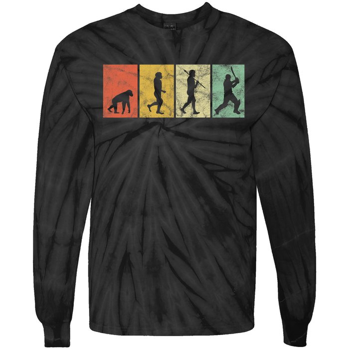 Cricket Evolution for Cricket Sports Player Funny Cricket Tie-Dye Long Sleeve Shirt