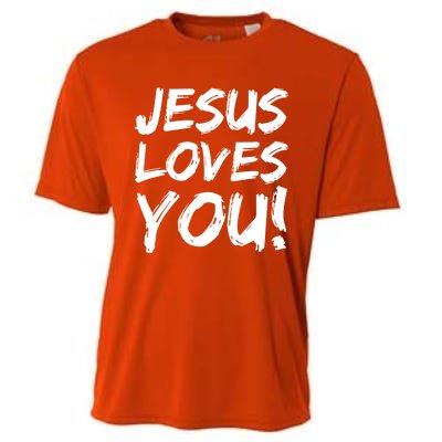 Christian Evangelism Gift Jesus Loves You! Great Gift Cooling Performance Crew T-Shirt