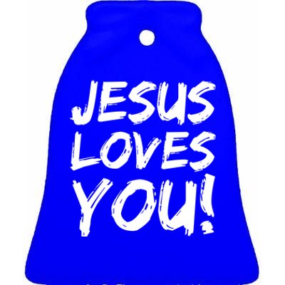 Christian Evangelism Gift Jesus Loves You! Great Gift Ceramic Bell Ornament