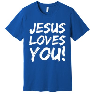 Christian Evangelism Gift Jesus Loves You! Great Gift Premium T-Shirt