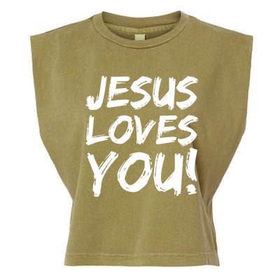 Christian Evangelism Gift Jesus Loves You! Great Gift Garment-Dyed Women's Muscle Tee